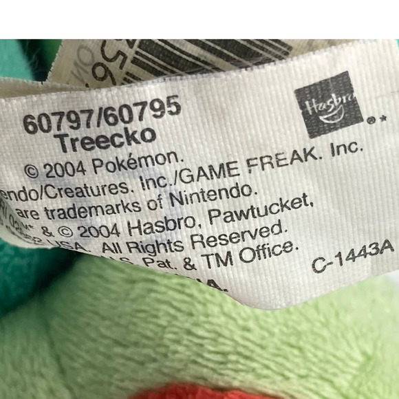 Treecko Pokemon Advanced Hasbro 8” Plush Figure 2004 Treeko Stuffed Toy Laying - Picture 3 of 7